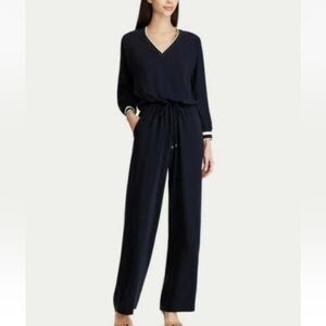 New Lauren Ralph Lauren Elegant navy varsity Jumpsuit sz 6 women’s